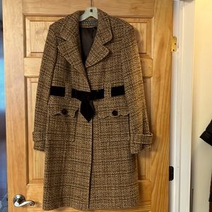 Kenneth Cole Reaction Wool Tweed Coat with a velvety bow.